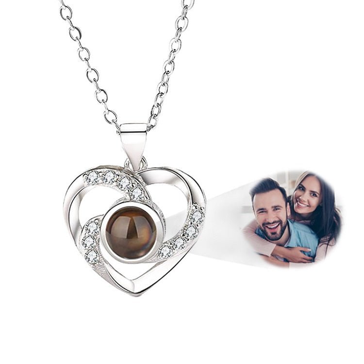 Custom Photo Projection Viking Heart Necklace - Hidden Forever