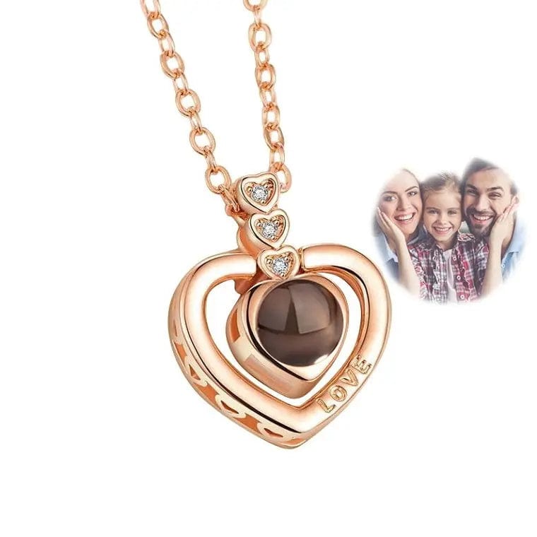 Personalised Projection Photo Jewellery | Upload Your Photo 201235007 Custom Items Necklace Triple Hearts Rose Gold