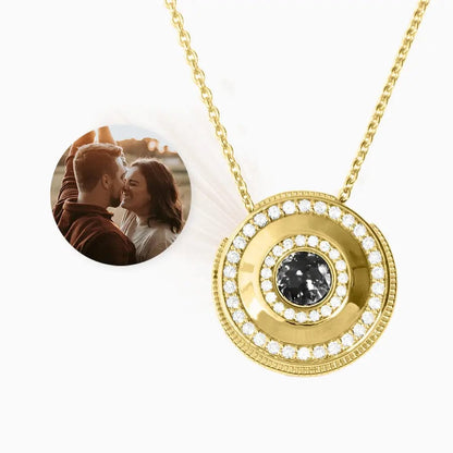 Custom Round Pendant Diamond Hidden Photo Necklace - Hidden Forever