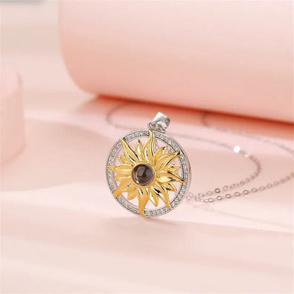 Custom Sterling Silver Sunflower Hidden Photo Necklace - Hidden Forever