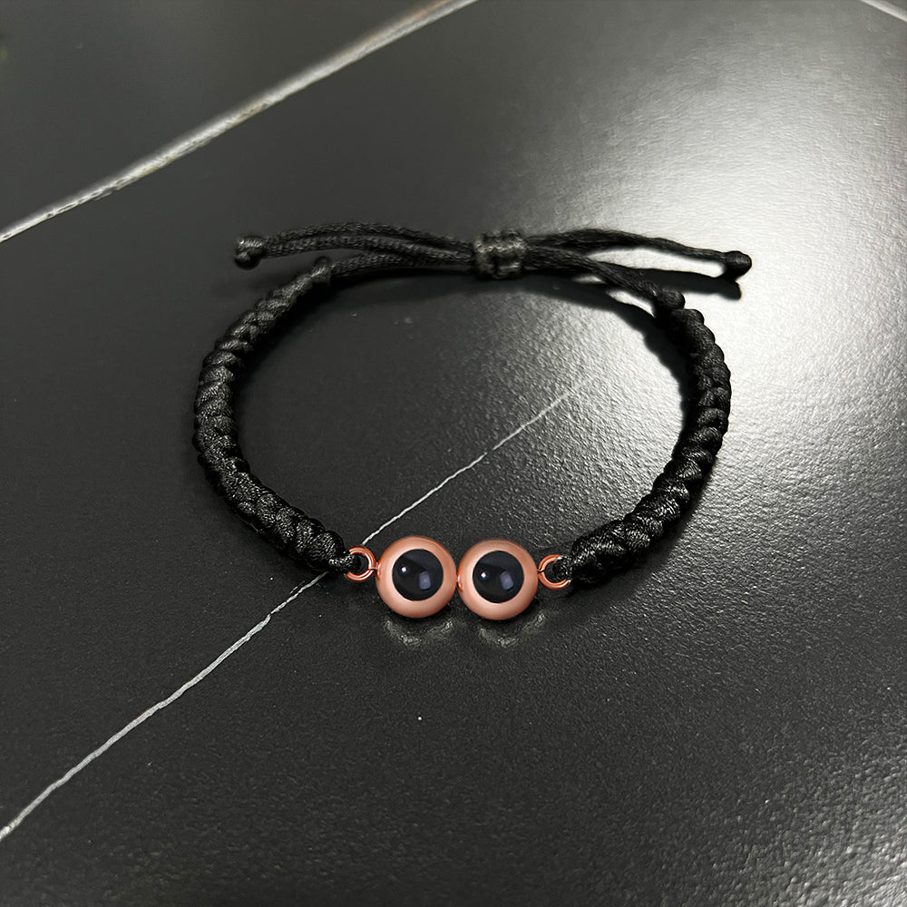 Customised Snake Knot Braided Rope Double Charm Projection Bracelet - Hidden Forever