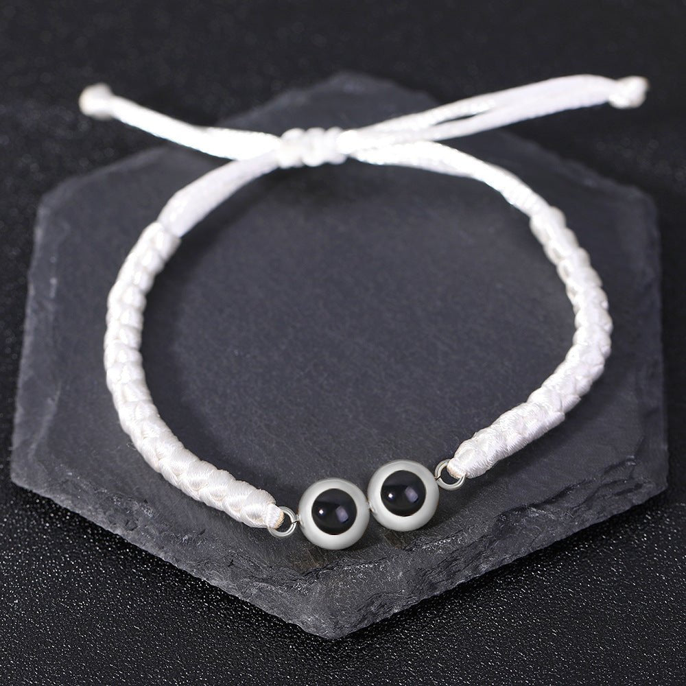 Customised Snake Knot Braided Rope Double Charm Projection Bracelet - Hidden Forever