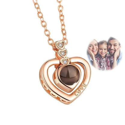 Triple Hearts Custom Projection Photo Necklace | Upload Your Hidden Photo - Hidden Forever