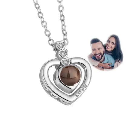 Triple Hearts Custom Projection Photo Necklace | Upload Your Hidden Photo - Hidden Forever